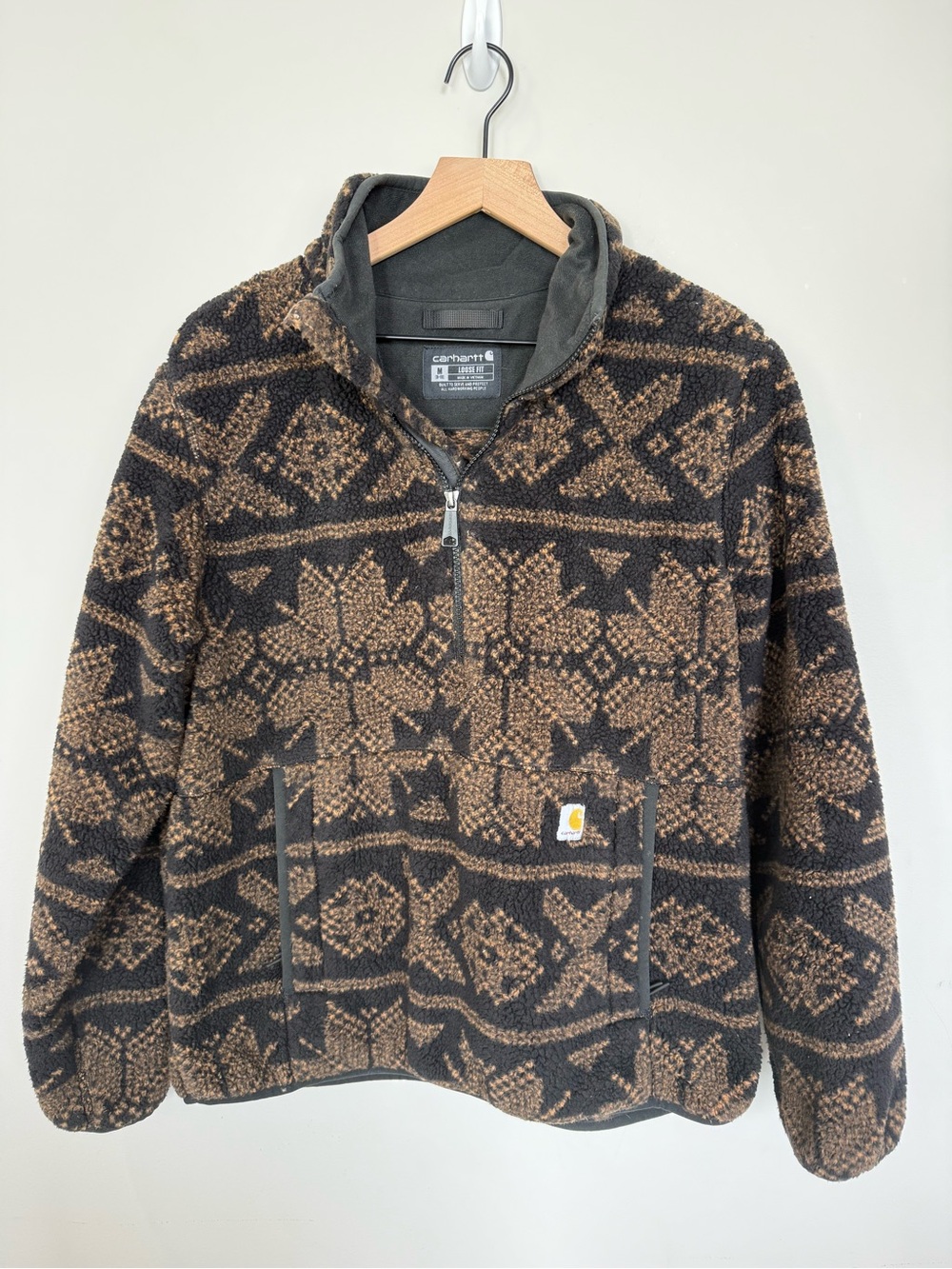 Carhartt Women’s Medium 8-10 Patterned Sherpa Fleece Quarter Zip